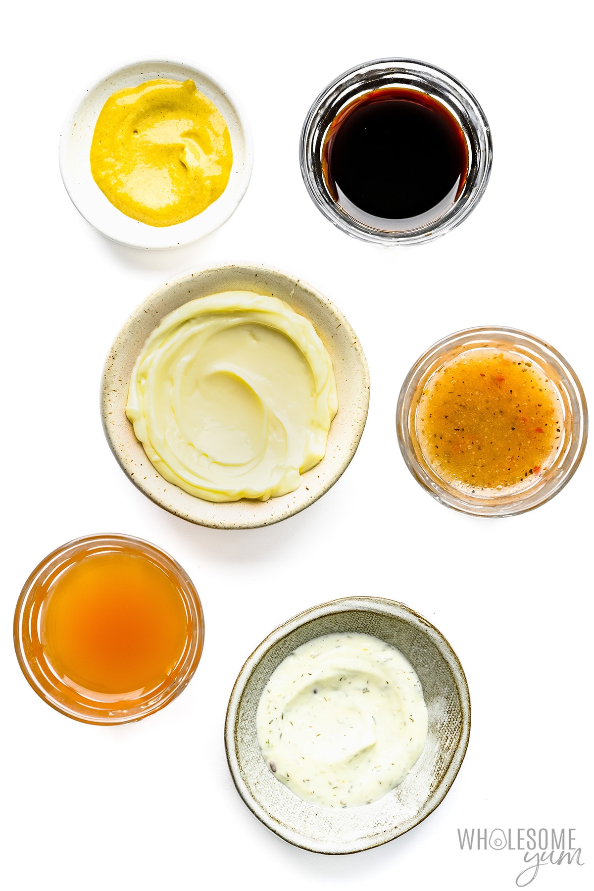 Low carb keto condiments in bowls.