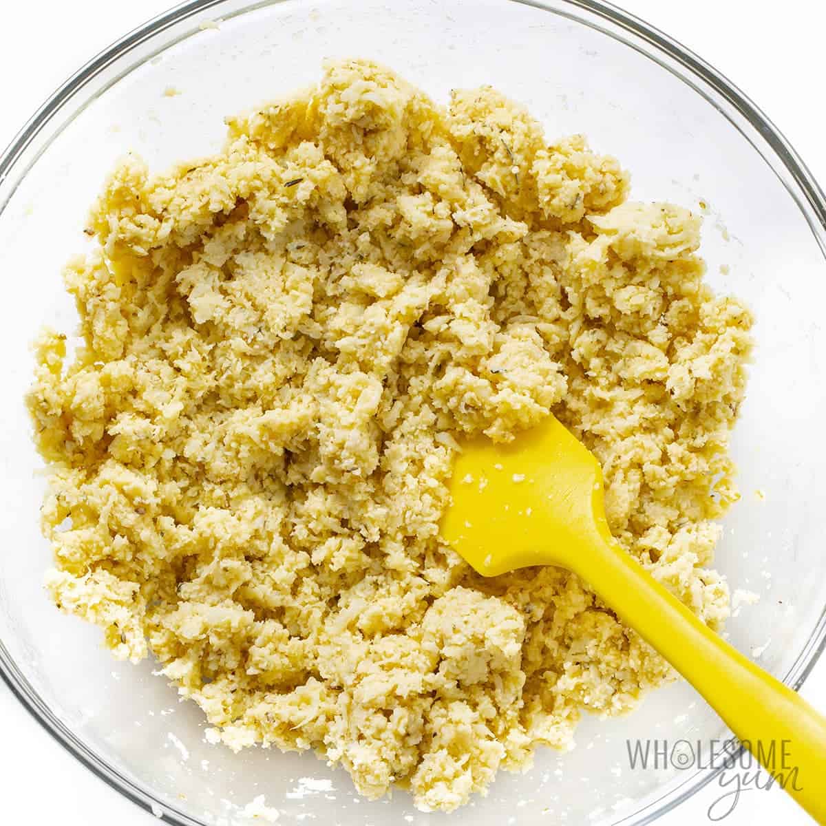 Dough mixed together in a bowl.
