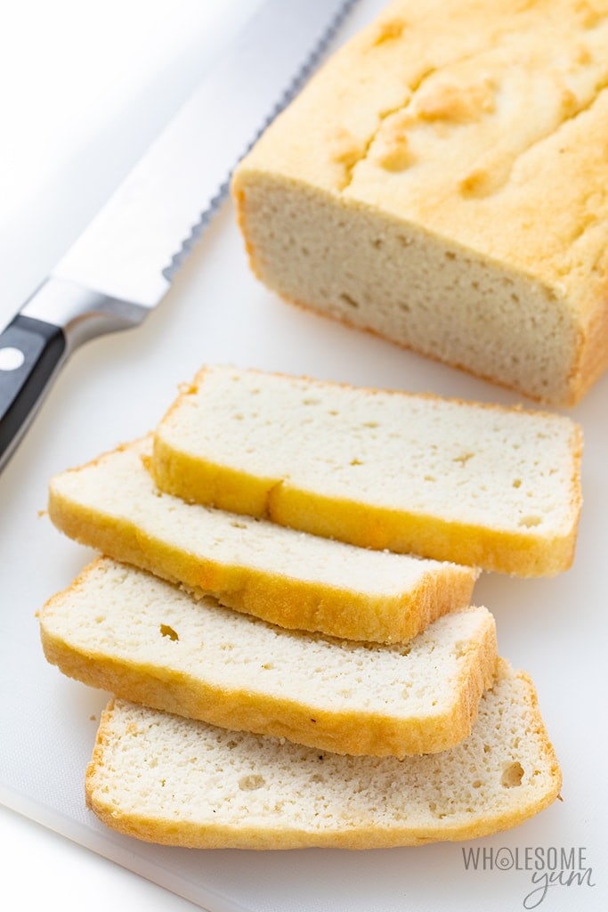 Keto bread slices close up.