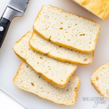 Keto bread recipe sliced.