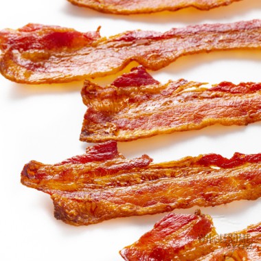 Bacon in the oven close up.