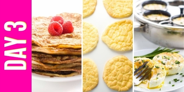 Egg fast day 3 menu collage.
