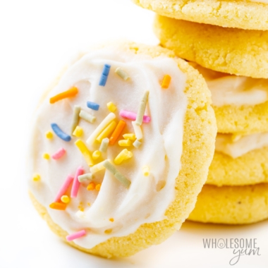 Keto sugar cookies with coconut flour up close.