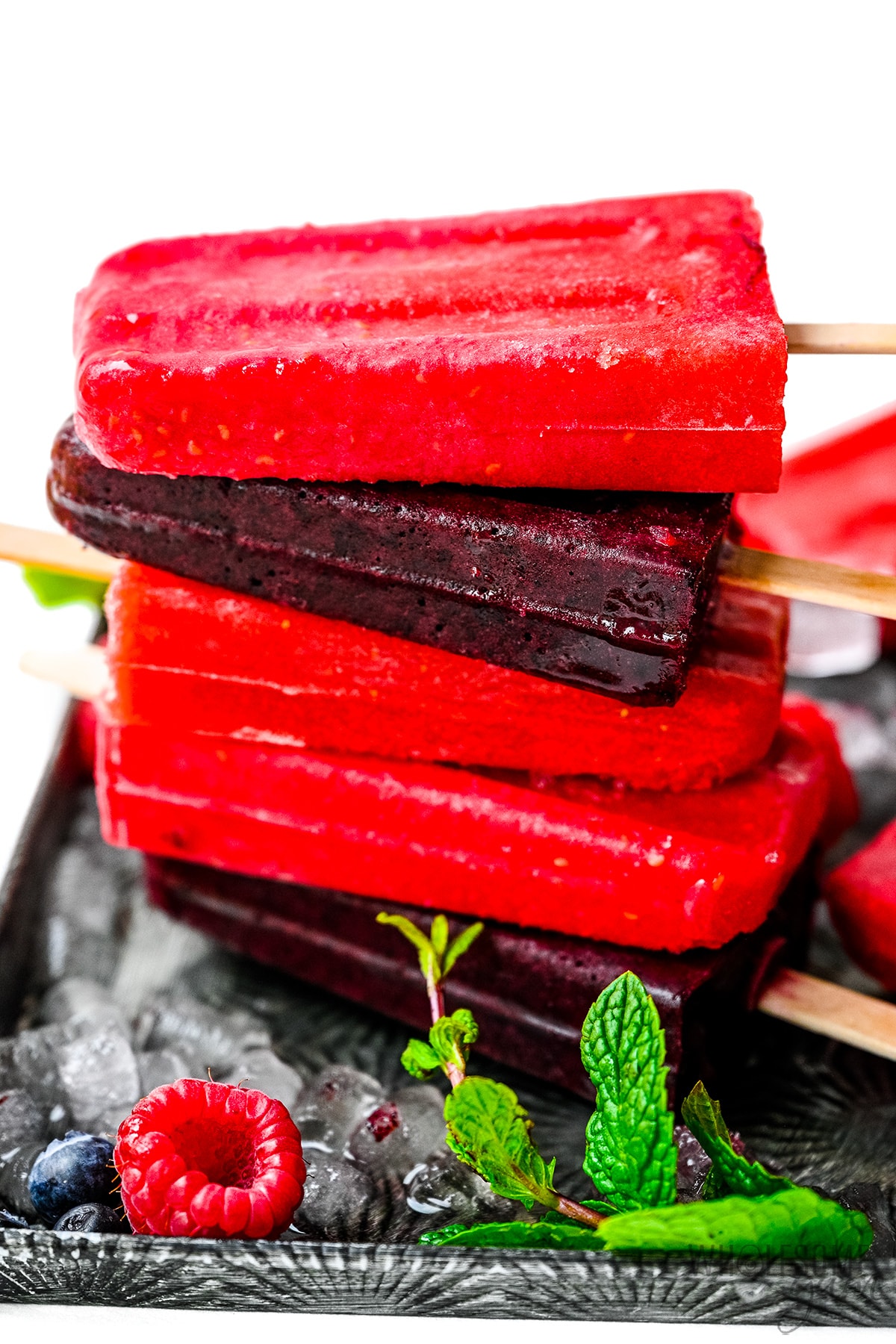 Sugar free popsicles stacked on top of each other.