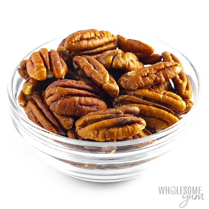 Keto friendly pecans in a bowl