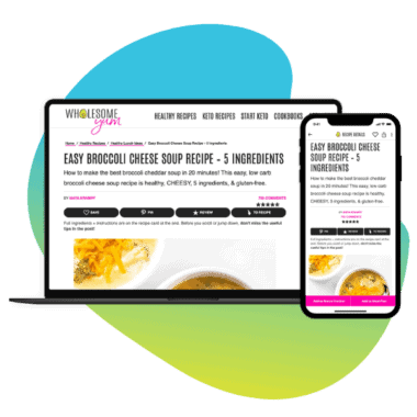 Ad free view of Wholesome Yum on smartphone and laptop.