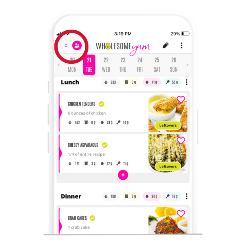 Wholesome Yum app with individual and family plans.