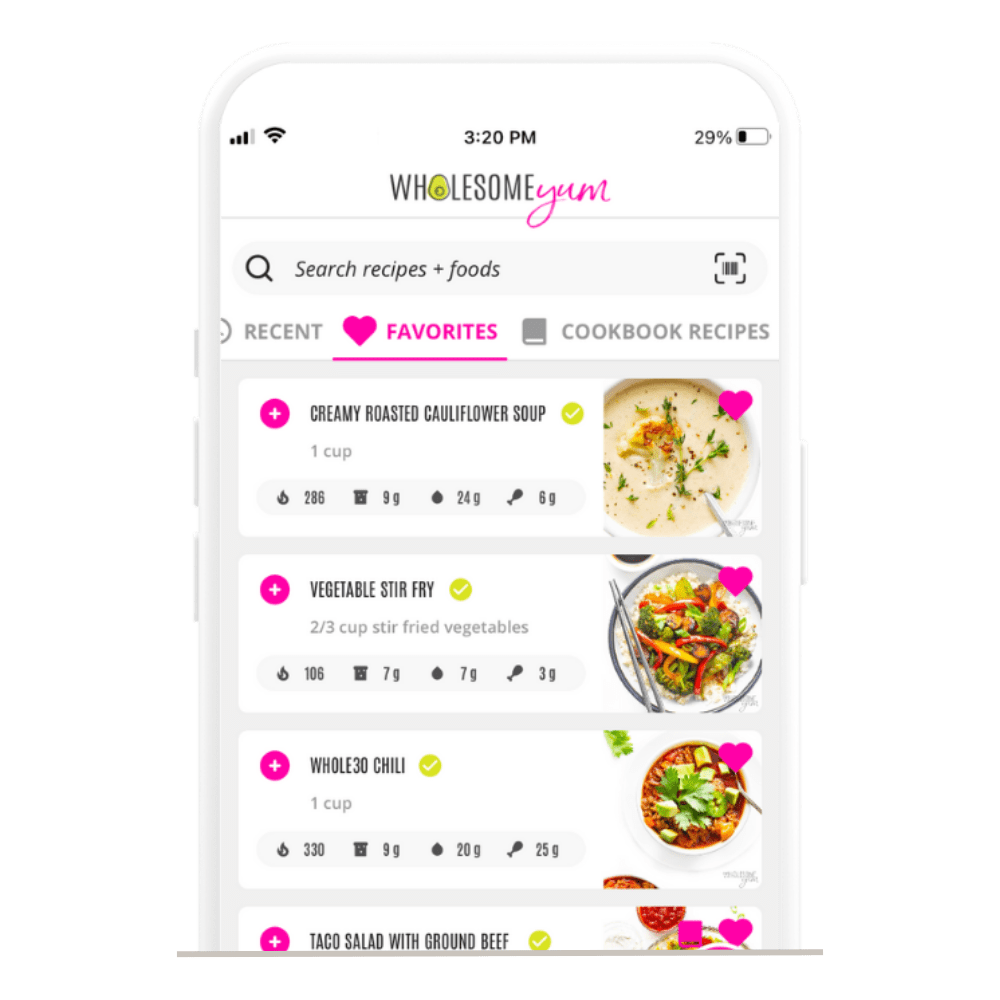 Wholesome Yum app with favorites list.
