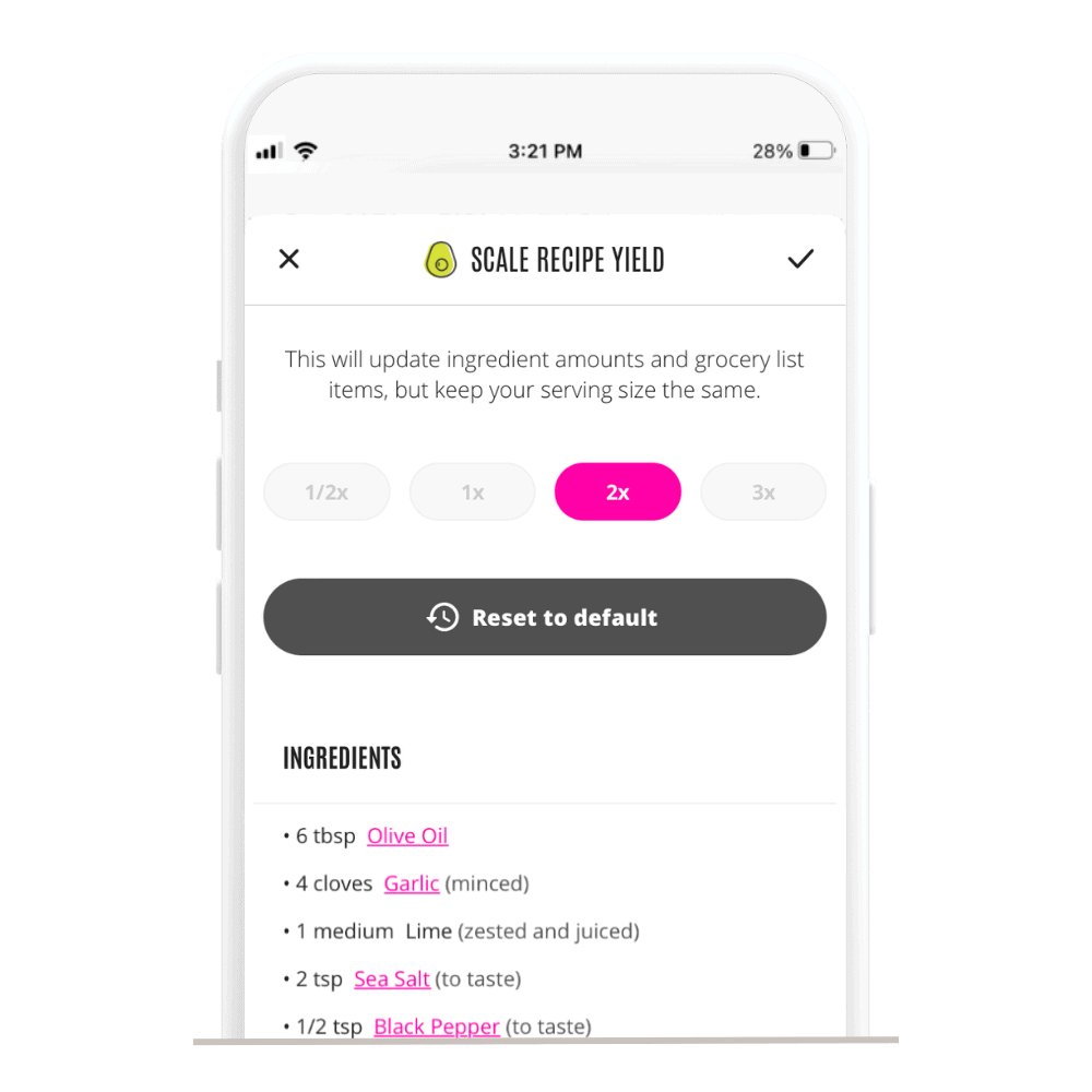 Wholesome Yum app with recipe customization.