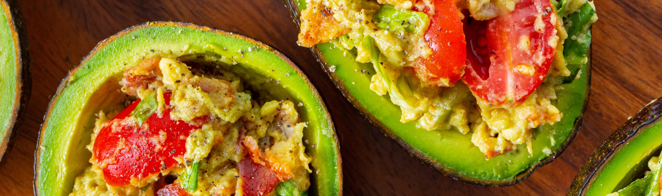 Wholesome Yum app stuffed avocados.